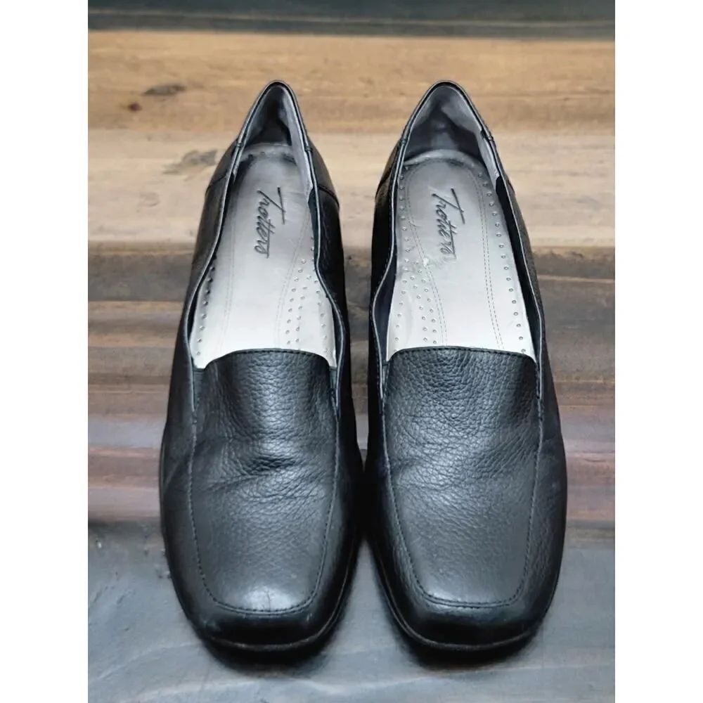 Trotters Jenn Loafers Black Leather Upper Antimicrobial Comfort Shoes Size 9